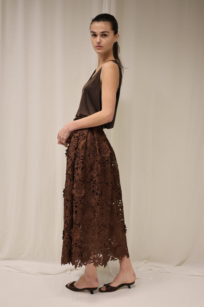 3D Lace Midi Skirt
