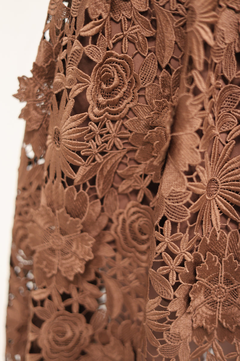 3D Lace Midi Skirt