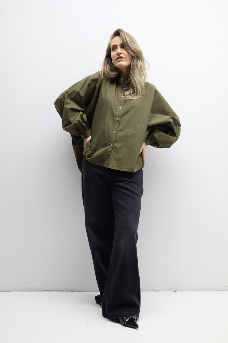 GALA OVERSIZED SHIRT KHAKI GREEN