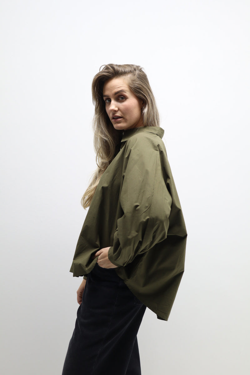 GALA OVERSIZED SHIRT KHAKI GREEN