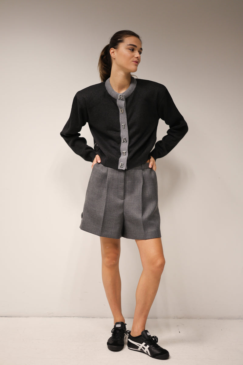 Firm Knit Cardigan Dark Grey