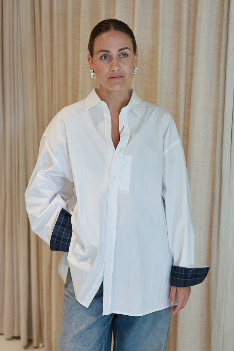 Blue Check White Shirt