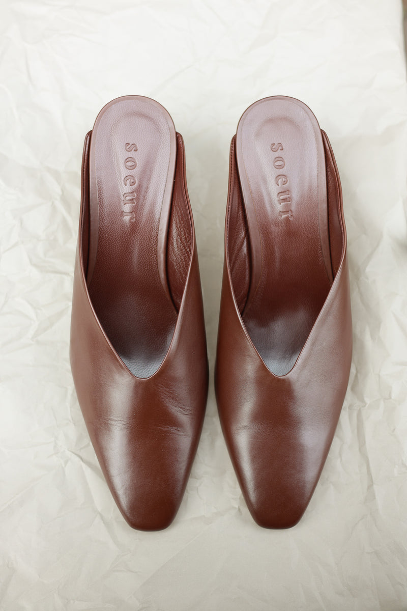 Amalie Leather Mules cognac