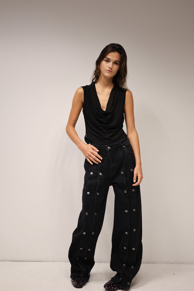 Button Wide Jeans