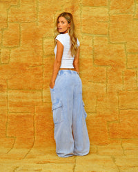 Romeo Baggy Pants Washed Corduroy sky blue