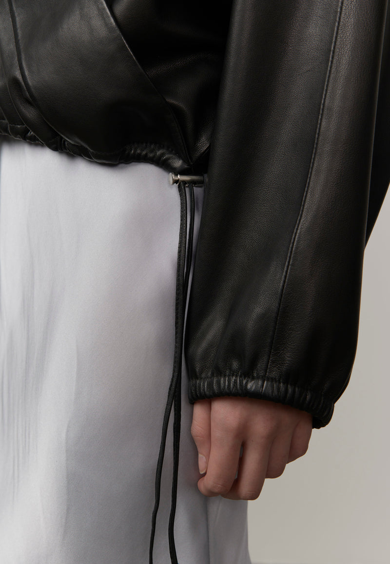SISI LEATHER HOODED BLOUSE