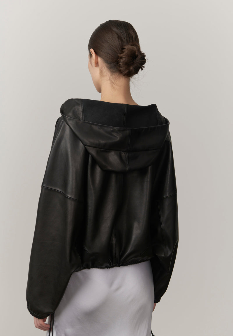 SISI LEATHER HOODED BLOUSE