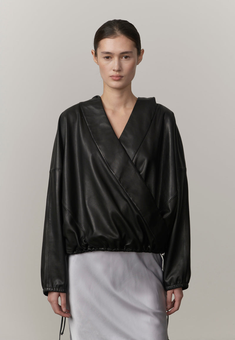 SISI LEATHER HOODED BLOUSE
