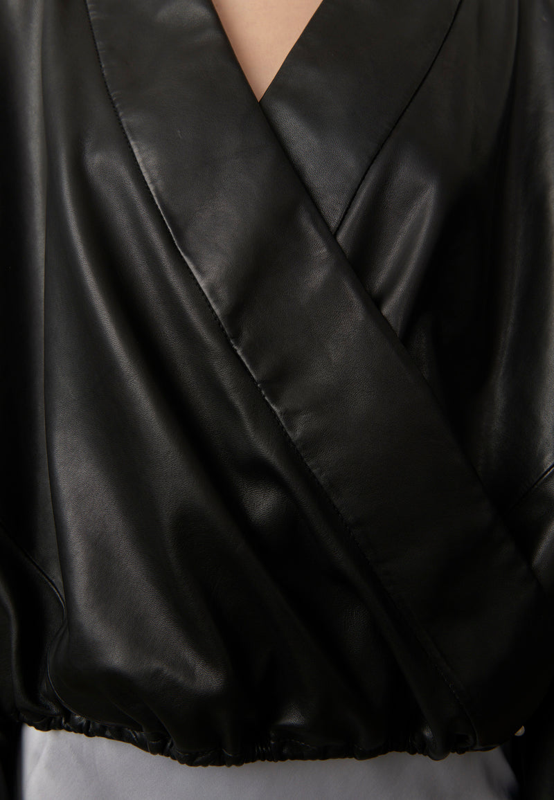 SISI LEATHER HOODED BLOUSE