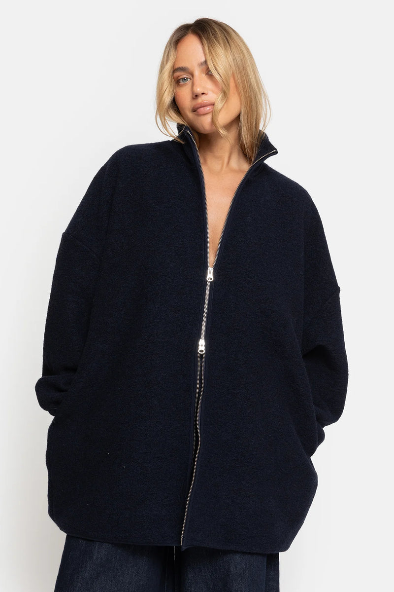 ONU WOOLY ZIPPER JACKET NAVY