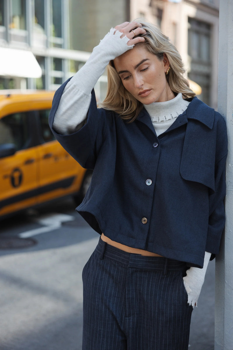 CLENDEAU Poncho shirt top night blue