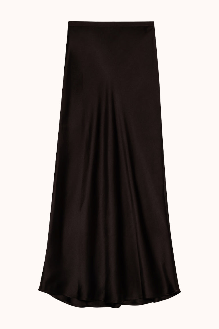 BAR SILK SKIRT - DEEP BROWN