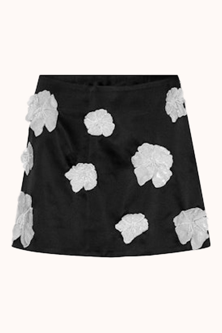 Satin Flower Mini Skirt