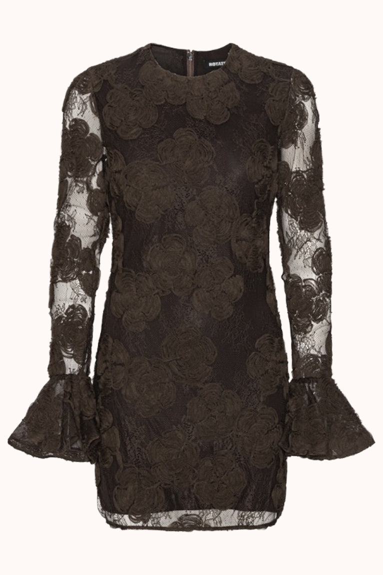 3d Flower Ls Mini Dress