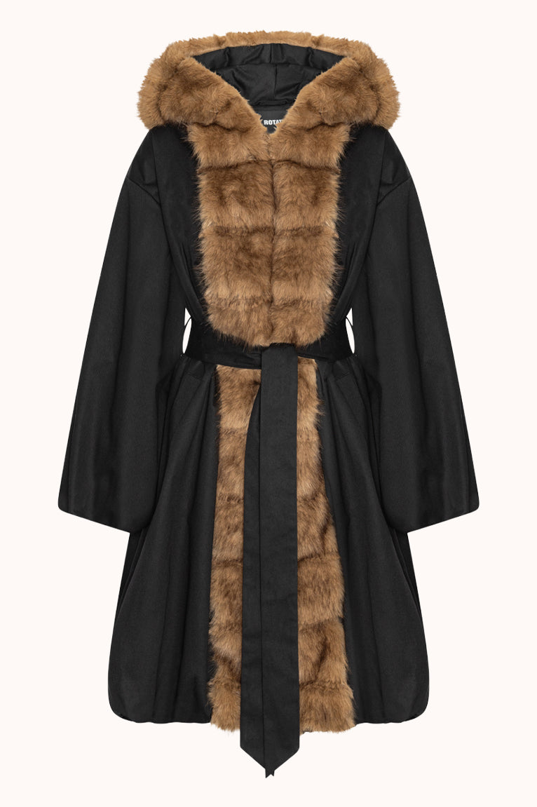 FAUX FUR COLLAR COAT