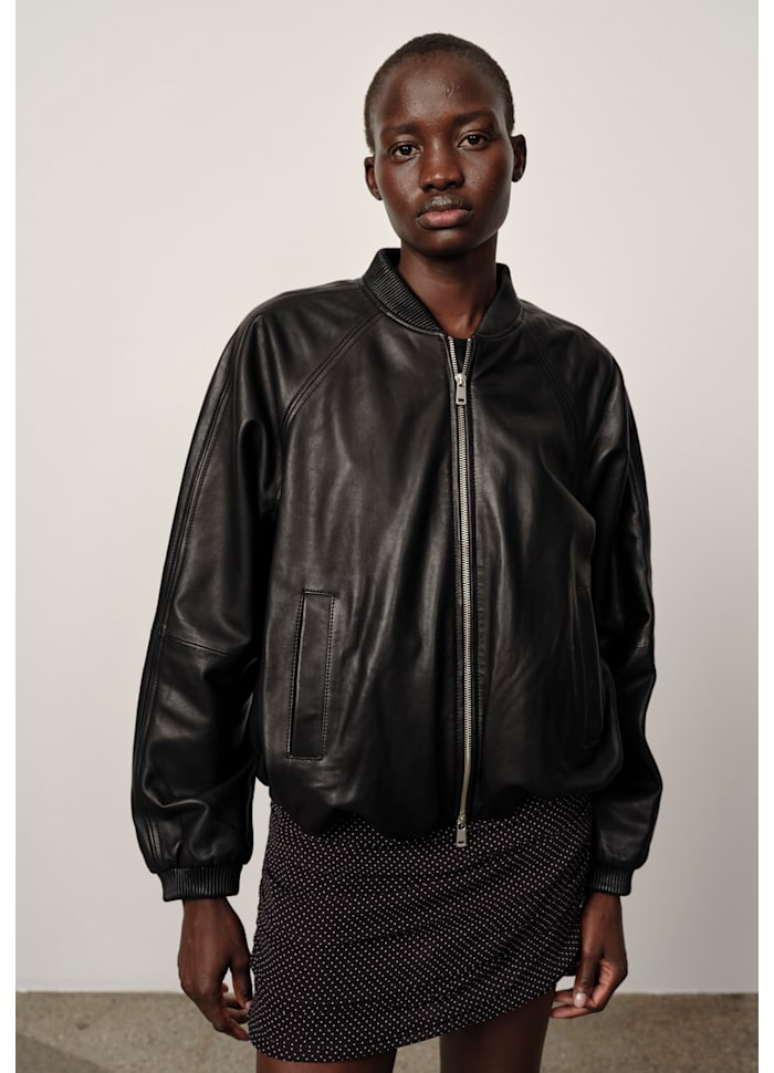 Yvette Leather Bomber Jacket