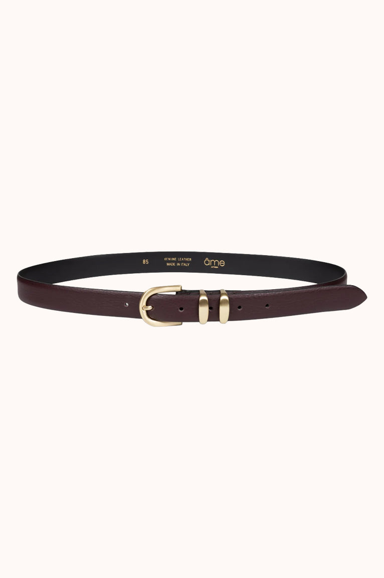 LEON BELT WITH GOLD BUCKLE - Rood
