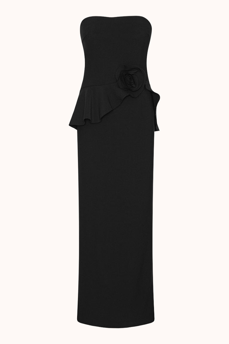 LONG FLOWER STRAPLESS DRESS