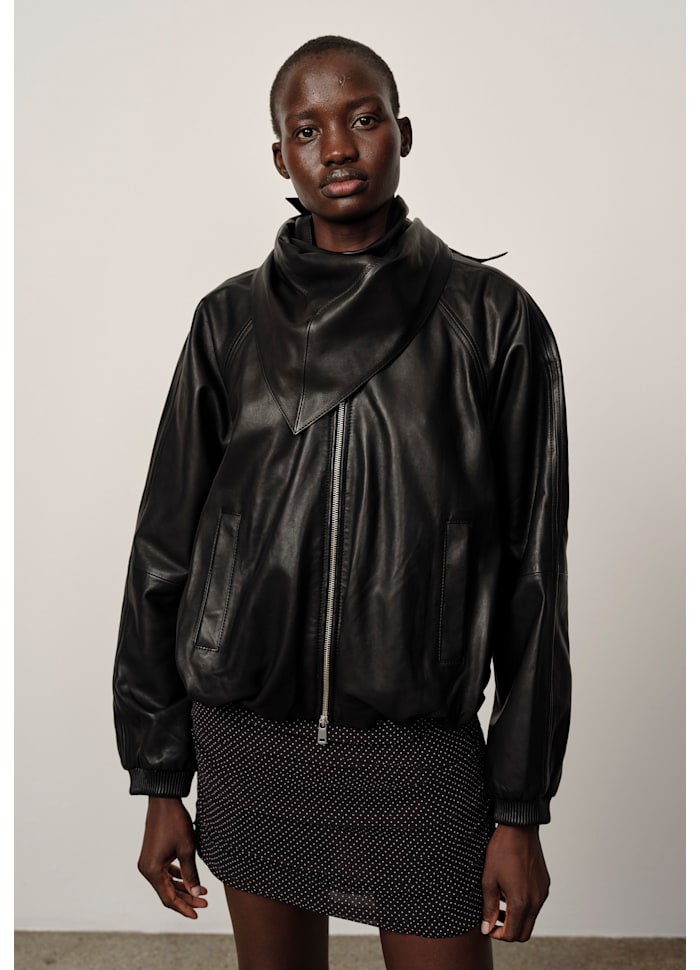 Yvette Leather Bomber Jacket