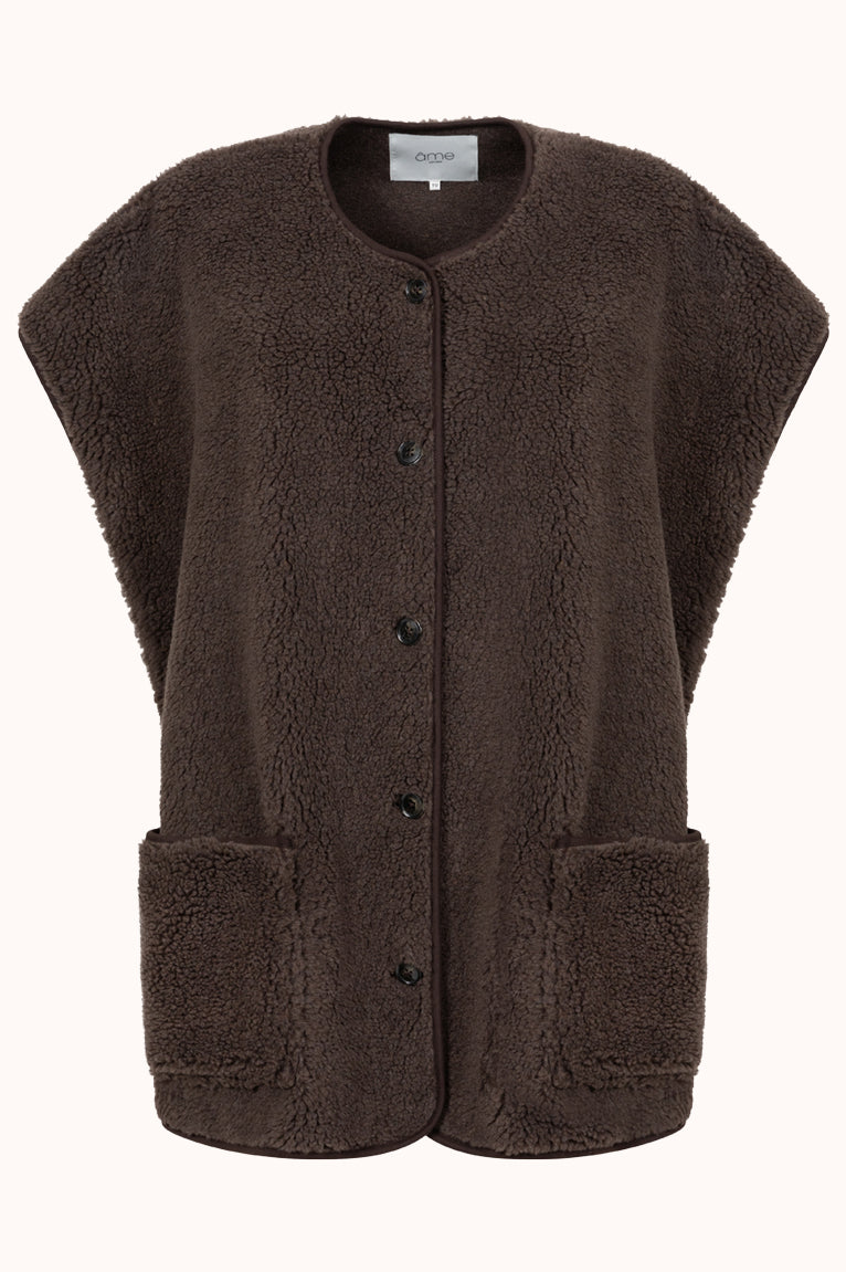 INES SLEEVELESS JACKET - Bruin